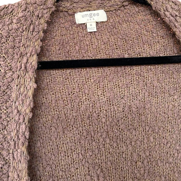 UMGEE Women's Dolman Sleeve Cozy Brown Cardigan Popcorn Sweater Size Medium - Picture 3 of 6